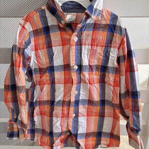 Gymboree Boy Red & Blue Button Down Shirt Classic T Shirt Top Long Sleeve Size 5